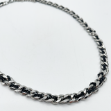 Silver and Black Woven Chain Necklace