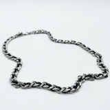 Silver and Black Woven Chain Necklace