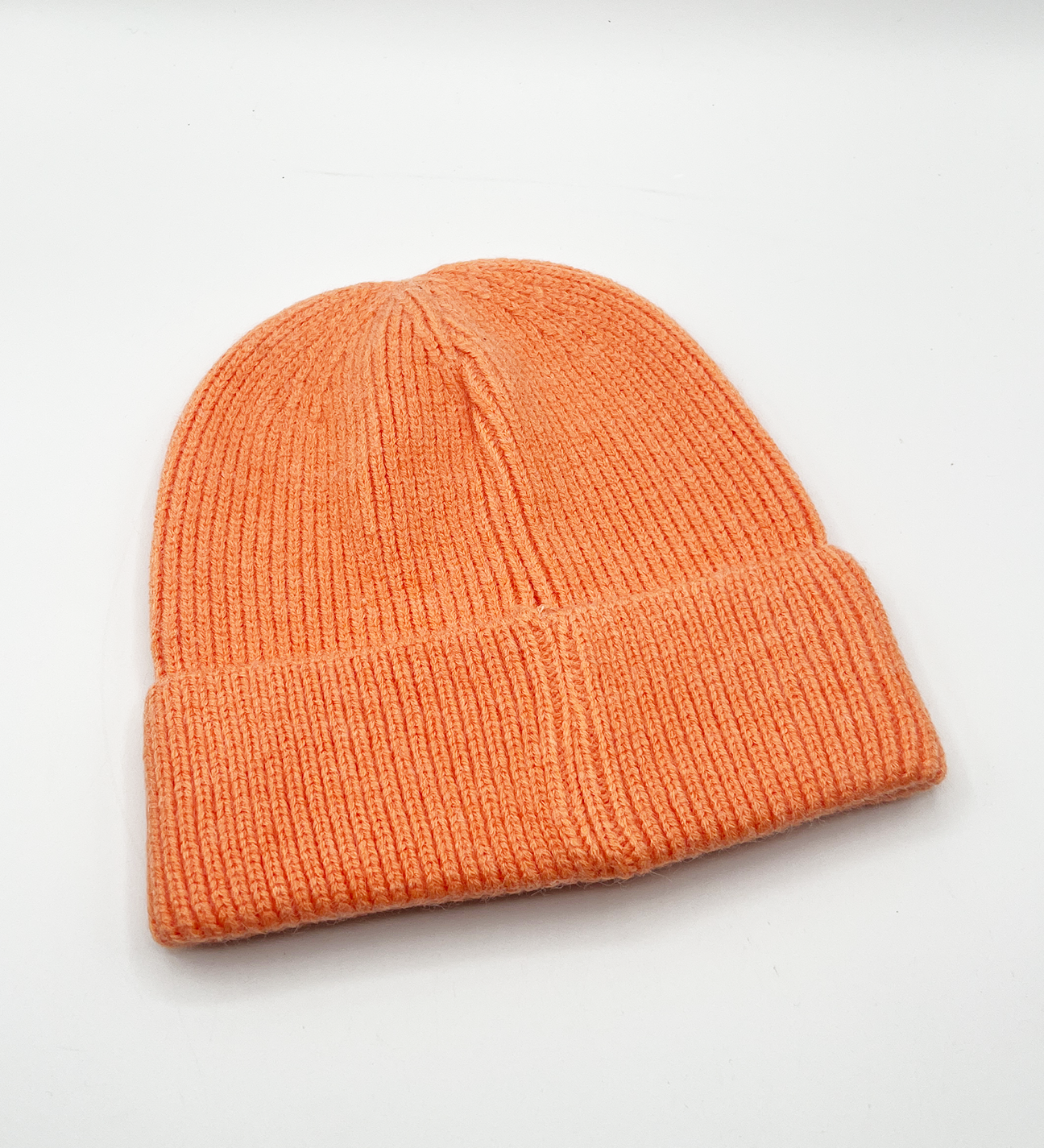 Ribbed Beanie Hat in Coral