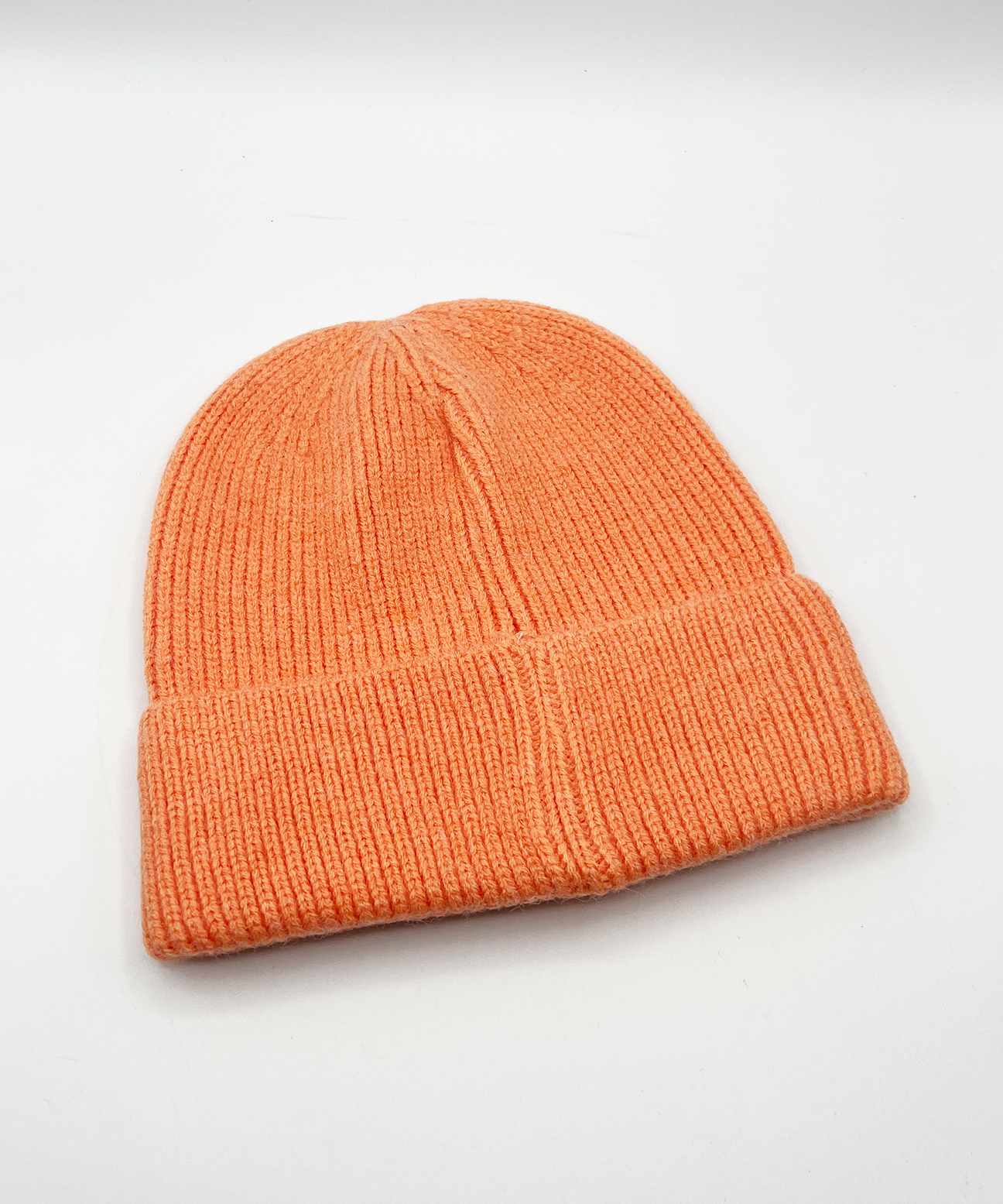 Ribbed Beanie Hat in Coral