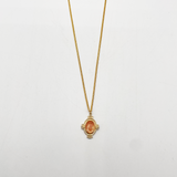 Vintage Style Gold Plated Necklace With Rose Quartz Gemstone Pendant