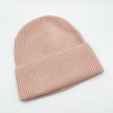 Ribbed Beanie Hat in Pink