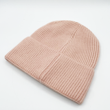 Ribbed Beanie Hat in Pink