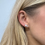 Pearl Diamante Earrings in Silver