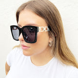 Oversized Sunglasses with Gold chain detail