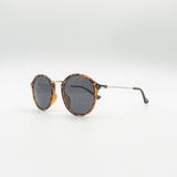 Oversized Round Sunglasses with Tortoiseshell Rim