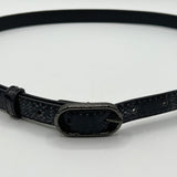 Faux Snake Print Thin Belt in Black