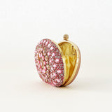 Gold Oval Clutch Bag with Pink Stones