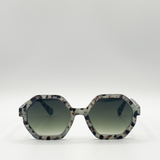 Pale grey tortoiseshell oversized hexagon Sunglasses