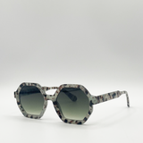 Pale grey tortoiseshell oversized hexagon Sunglasses