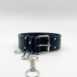 PU Leather Belt With Studs And Keychain