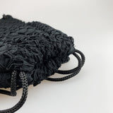 Bryan Black Drawstring Weaved Detail Bag