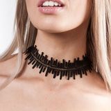 Black Corded Zig Zag Ladder Effect Choker - svnx