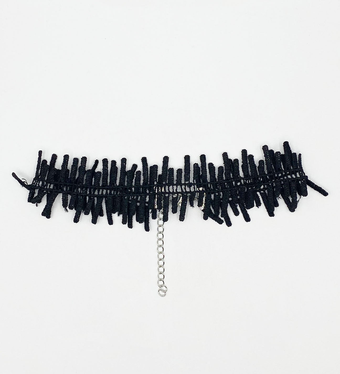 Black Corded Zig Zag Ladder Effect Choker - svnx