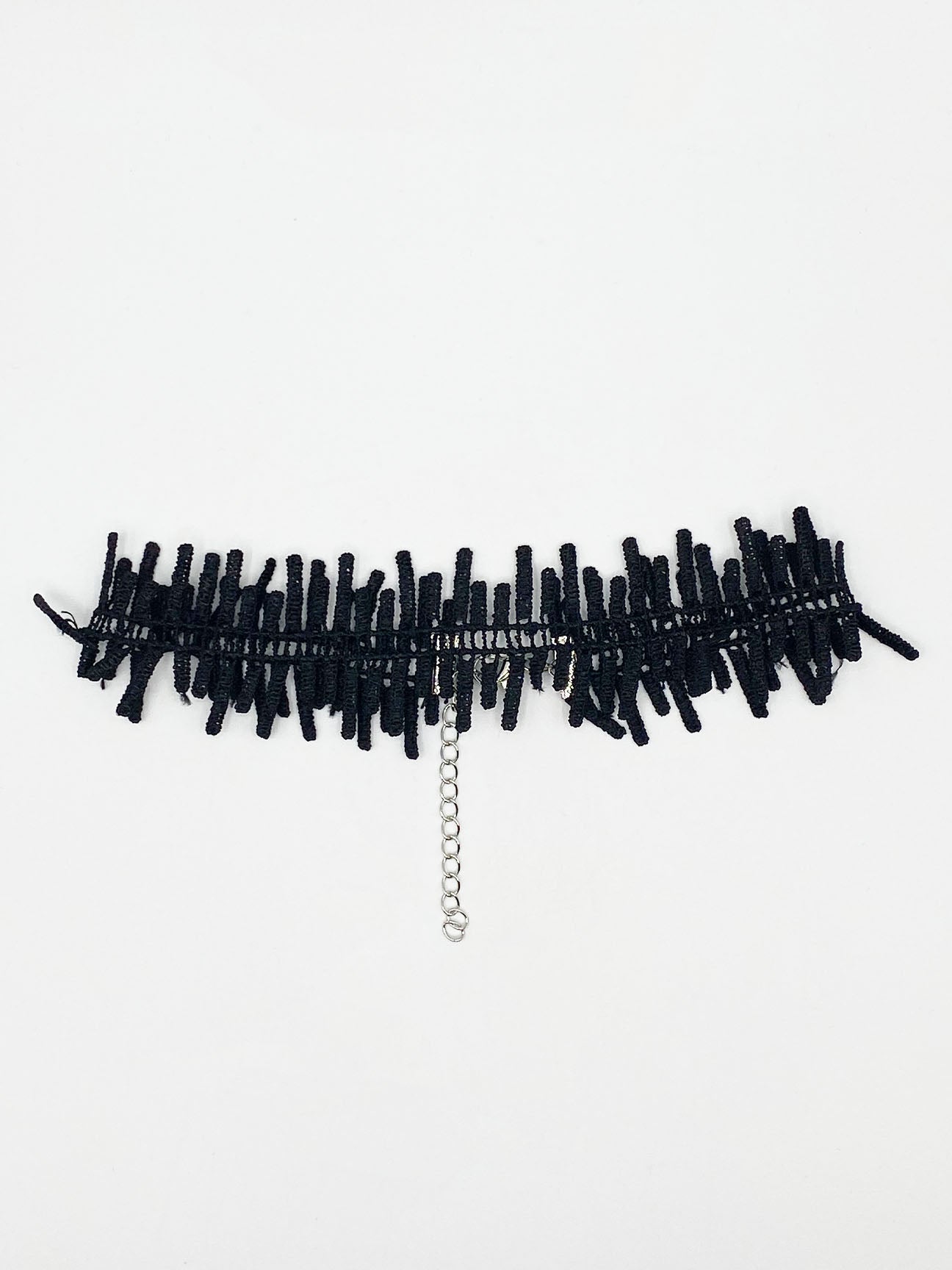Black Corded Zig Zag Ladder Effect Choker - svnx