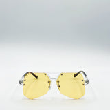 Clear Frame Geometric Sunglasses with Yellow Lenses - svnx