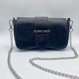Faux Leather Crossbody Bag in Black