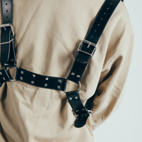 PU Leather Chest Harness with Silver Stud Detail