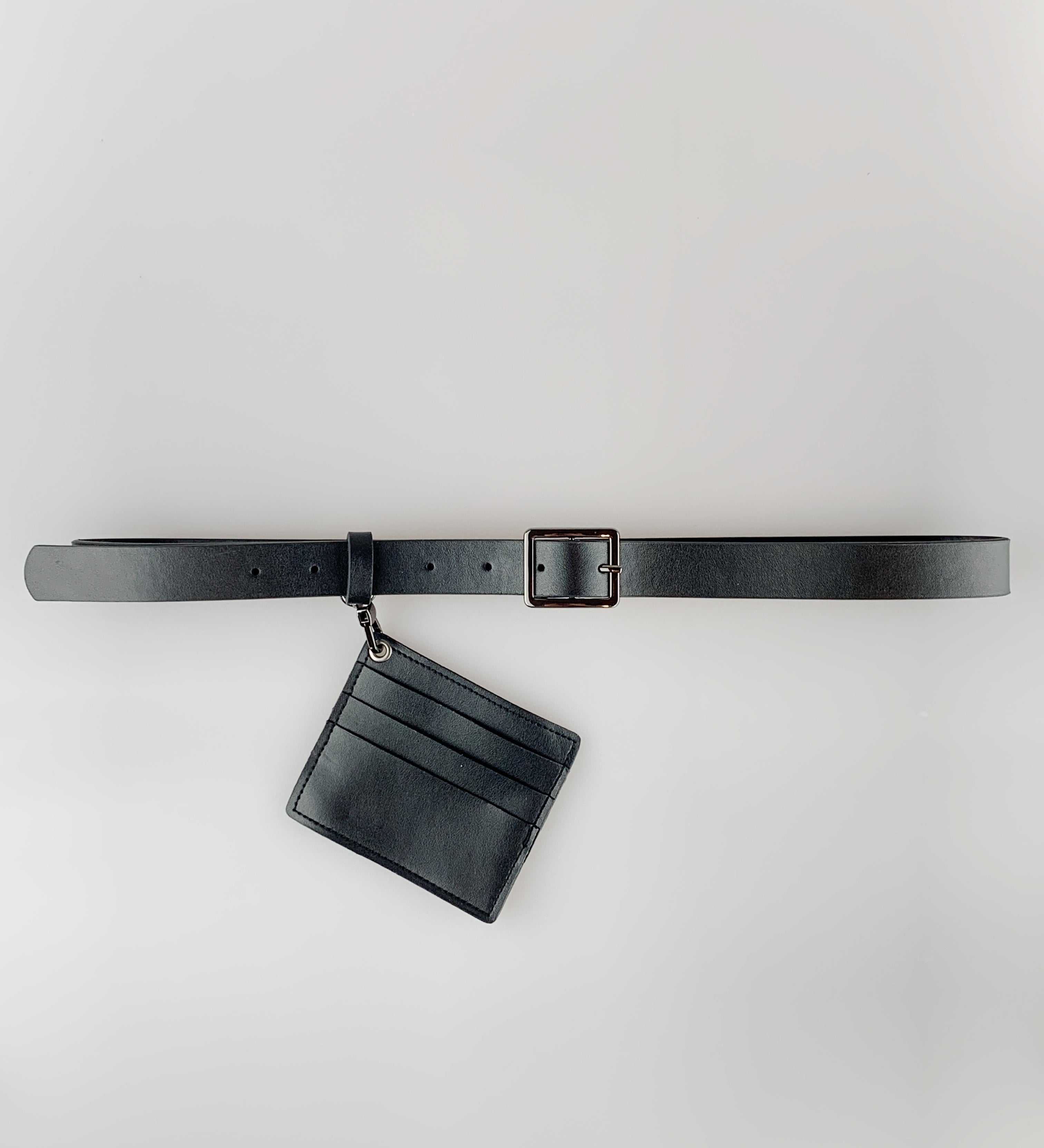 PU Leather Belt with Dettachable Card Holder - svnx