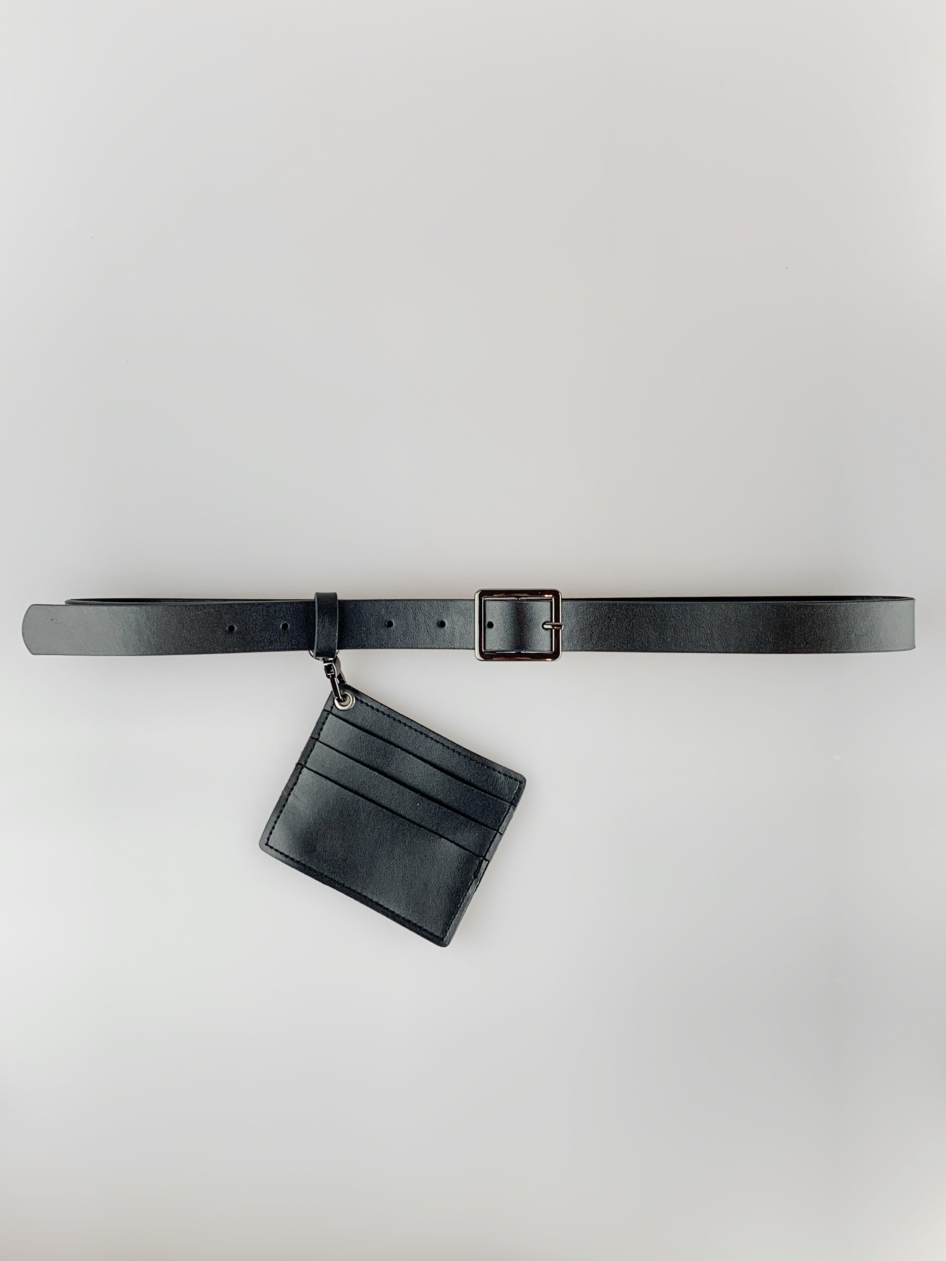 PU Leather Belt with Dettachable Card Holder - svnx