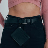 PU Leather Belt with Dettachable Card Holder - svnx