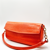 SVNX Croc PU Mini Pillow Bag with Flap in setting sun