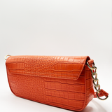 SVNX Croc PU Mini Pillow Bag with Flap in setting sun