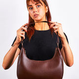 SVNX PU Leather Rounded Shoulder bag in dark oak
