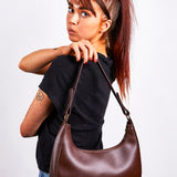 SVNX PU Leather Rounded Shoulder bag in dark oak