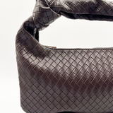 Woven Grab Bag with Knotted Strap in Dark Oak