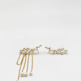 Cuff Earrings With Faux Pearl Detail In Gold
