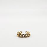 Chain Ring In Gold With Silver Gemstones