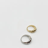 2 Pack Ridged Rings In Gold & Silver