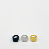 3 Pack Signet Rings In Silver, Gold & Black