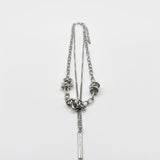 Layered Necklace With Barbed Wire Detail In Silver