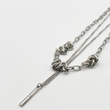 Layered Necklace With Barbed Wire Detail In Silver
