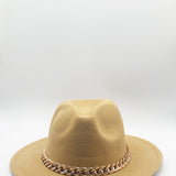 Trilby Hat with Gold Chain Band