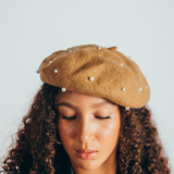 Faux Pearl Felt Beret