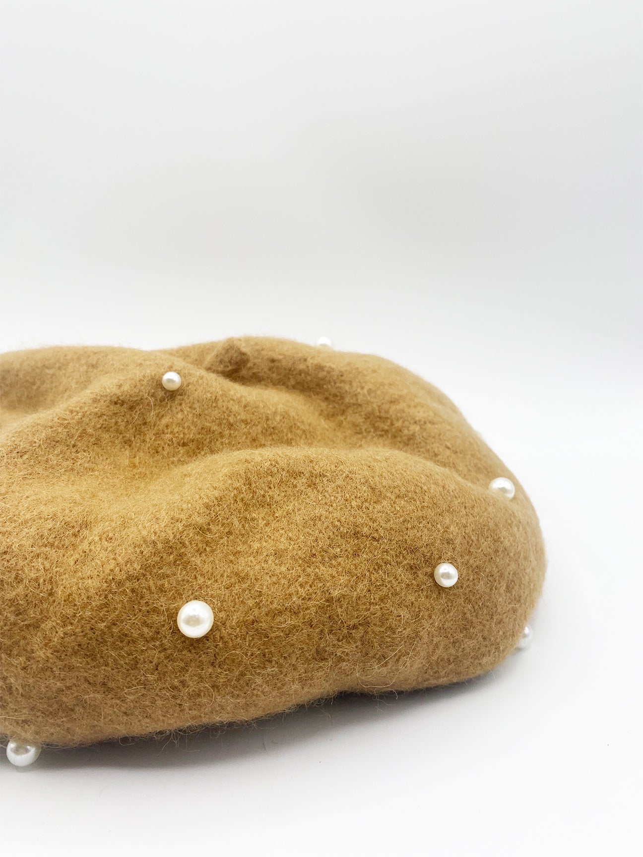 Faux Pearl Felt Beret - svnx