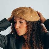 Faux Pearl Felt Beret