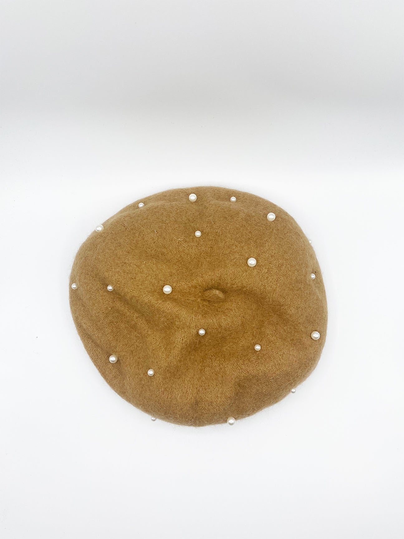 Faux Pearl Felt Beret - svnx