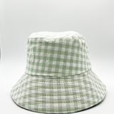 Rylee Gingham bucket hat in green & white