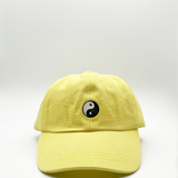 SHAY Cotton baseball cap with 'ying yang' embroidery in lemon yellow