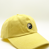 SHAY Cotton baseball cap with 'ying yang' embroidery in lemon yellow