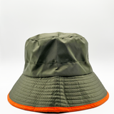 ARCHER Nylon bucket hat with contrast trim and drawstring in moss