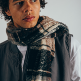 Checked Woven Blanket Scarf with Tassles