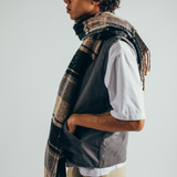 Checked Woven Blanket Scarf with Tassles