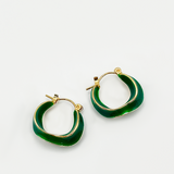 Emerald green hoop earrings