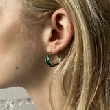 Emerald green hoop earrings