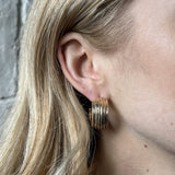 Chunky hoop earrings in gold with inprinted texture